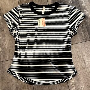 NWT FP Movement by Free People Black and White Striped Tee